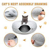 Felt Cat Tunnel Bed Medium - Light Grey