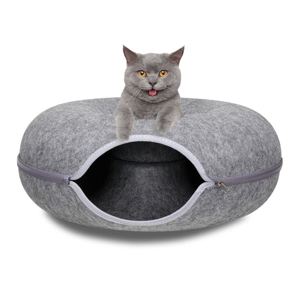 Felt Cat Tunnel Bed Medium - Dark Grey