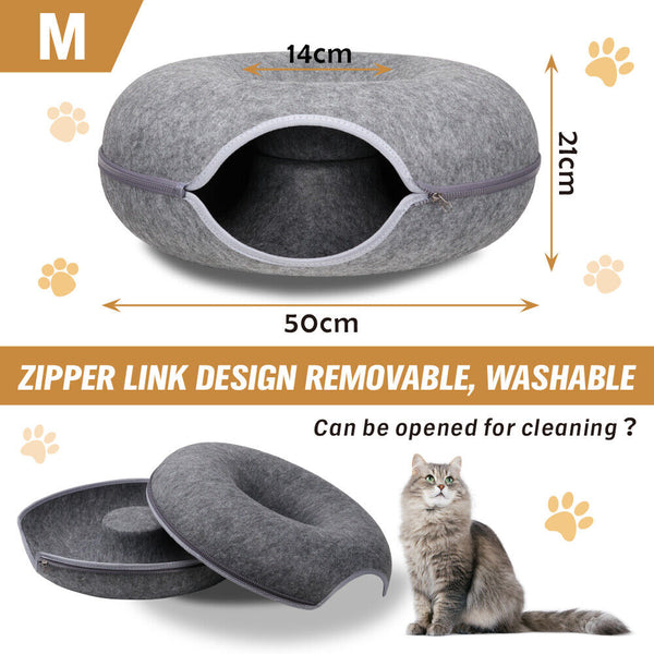 Felt Cat Tunnel Bed Medium - Dark Grey