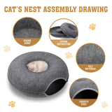 Felt Cat Tunnel Bed Medium - Dark Grey