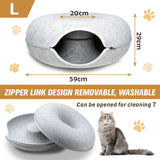 Felt Cat Tunnel Bed Large - Light Grey