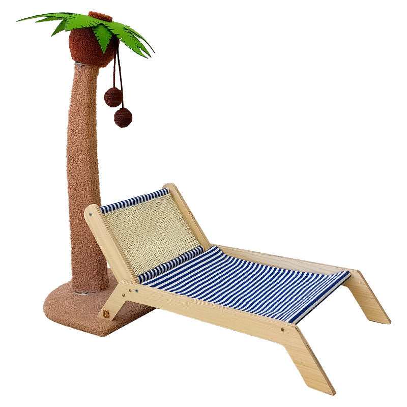 Wooden Coconut Scratching Post With Lounge Chair