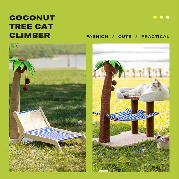 Wooden Coconut Scratching Post With Lounge Chair