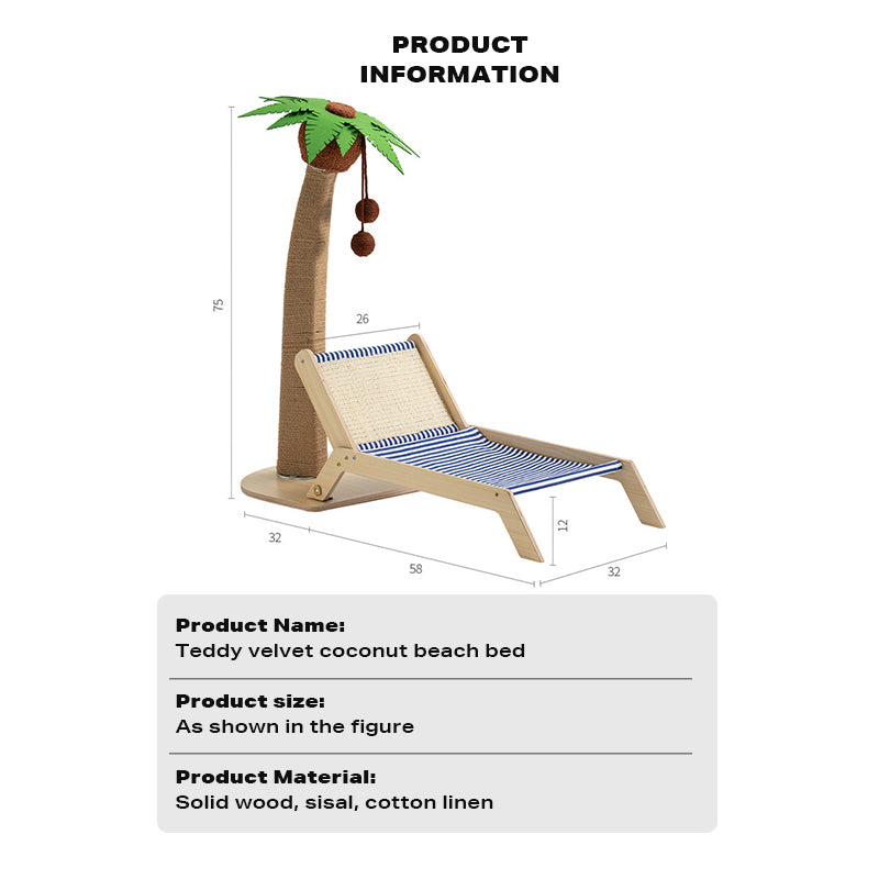 Wooden Coconut Scratching Post With Lounge Chair