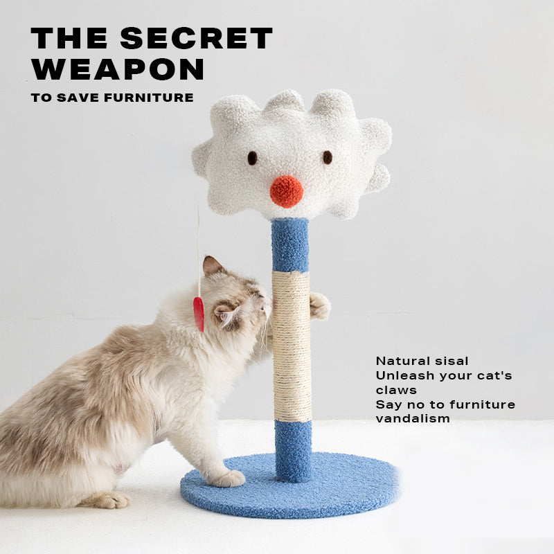 Cute Emoticon Scratching Post - White