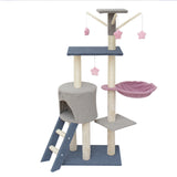 Cat Scratching House with Bed - Pink and Grey