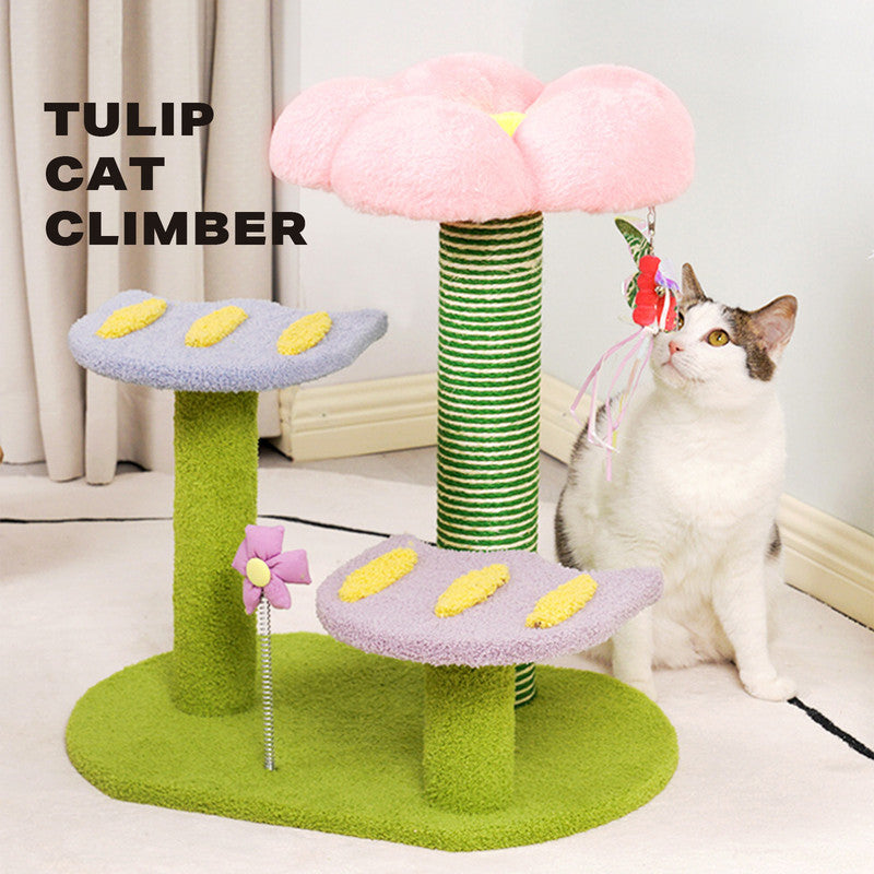 Plush Tulip Cat Scratching Tower