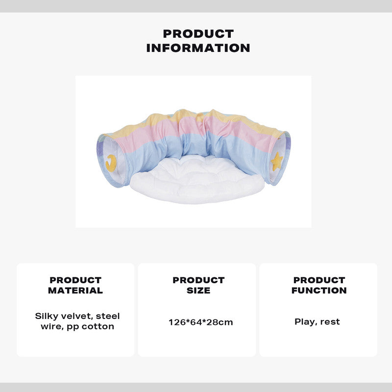 2-in-1 Collapsible Cat Tunnel Tube with Removable Mat