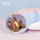 2-in-1 Collapsible Cat Tunnel Tube with Removable Mat