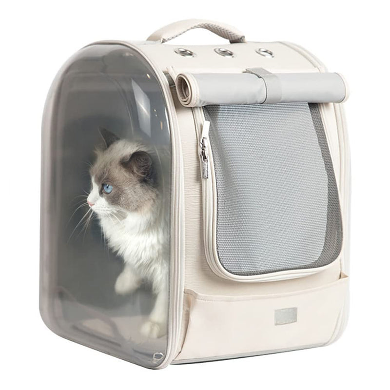 Transparent Pet Carrier Backpack with Soft Sides - Beige