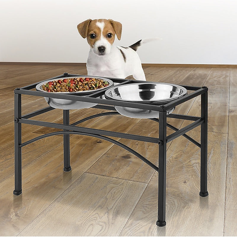 Dual Elevated Stainless Steel Pet Bowl Set