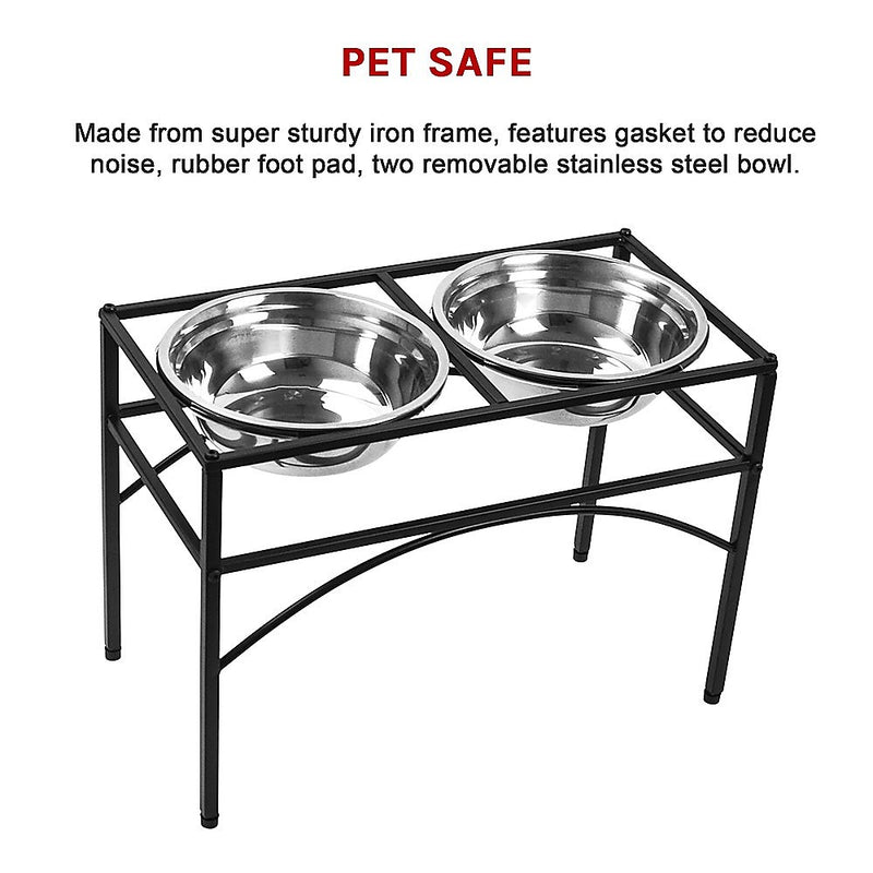 Dual Elevated Stainless Steel Pet Bowl Set